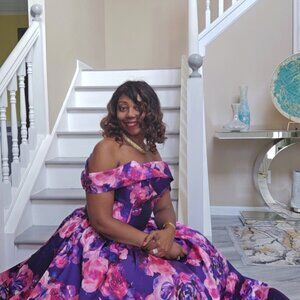 Evening Gown elegant floral off shoulders